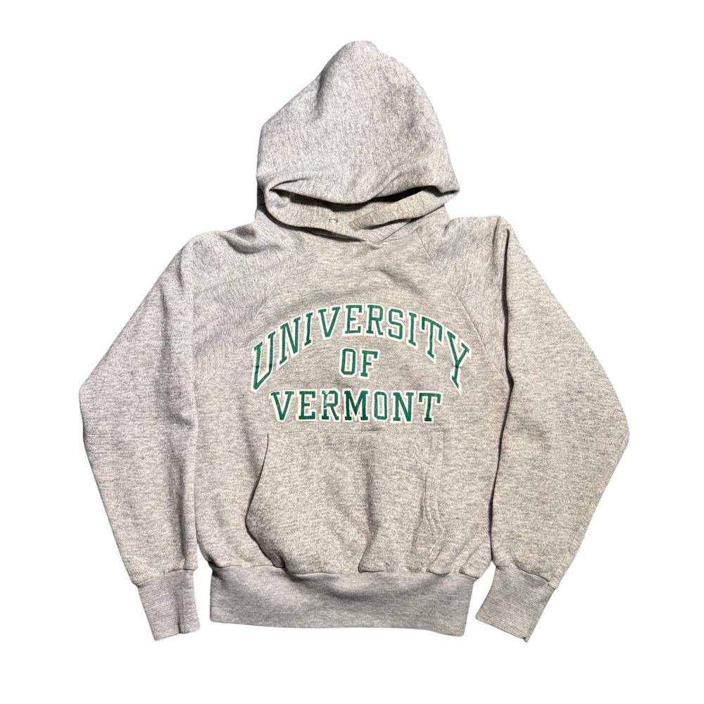 Vintage University of Vermont Hoodie Heather Grey Raglan UVM Sweatshirt Small